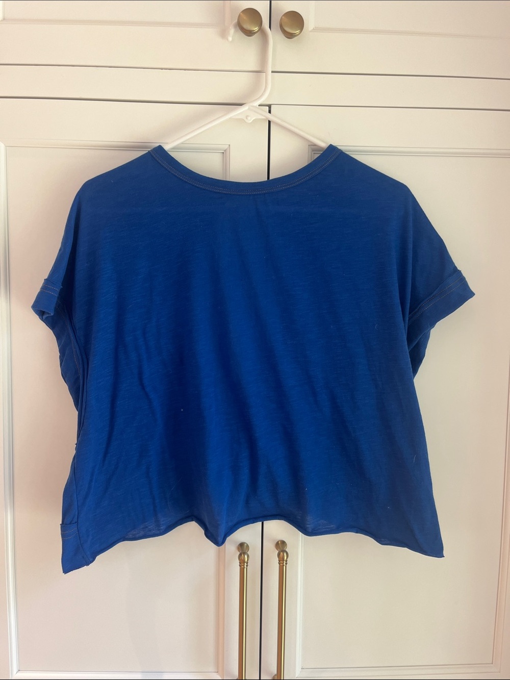 Blue Women's Short Sleeve Crop Top